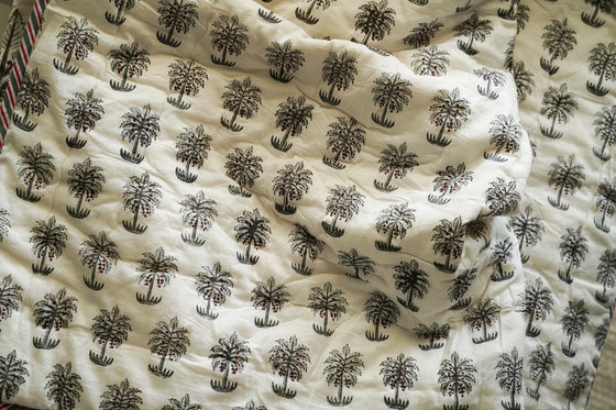 QUILTS GREY PALM - India Ink Home Decor