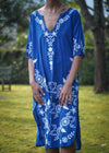 DRESS EMBROIDERED DRESS ROYAL