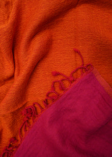  THROW WOOLLEN ORANGE MAGENTA - India Ink Home Decor