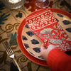 NAPKINS SET FLORAL LOTUS TOMATO - India Ink Home Decor