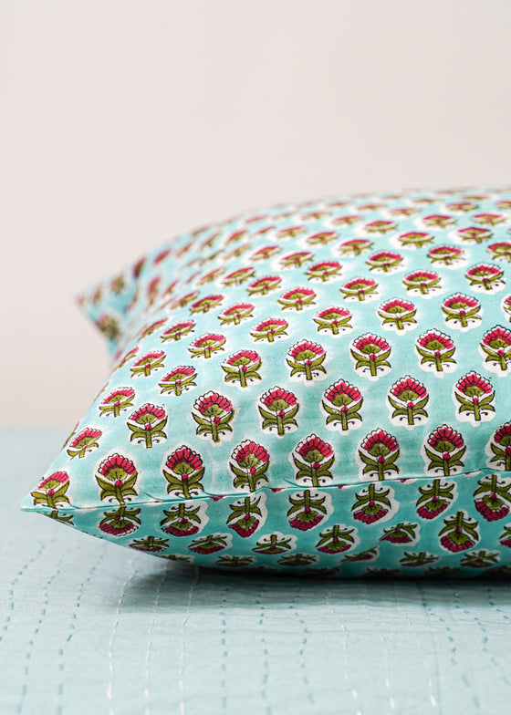 PILLOWCASE SET MINI MARIGOLD AQUA - India Ink Home Decor
