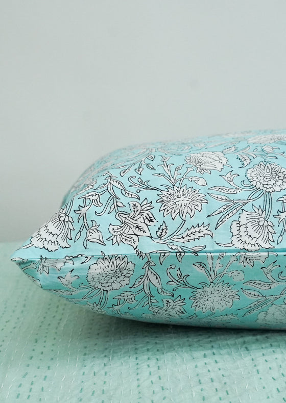 PILLOWCASE SET AQUA CORNFLOWER
