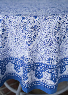  TABLECLOTH ROUND DELICATE PAISLEY BLUE