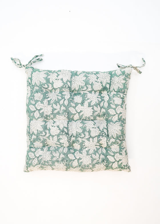 CHAIRPAD FLORAL AQUA