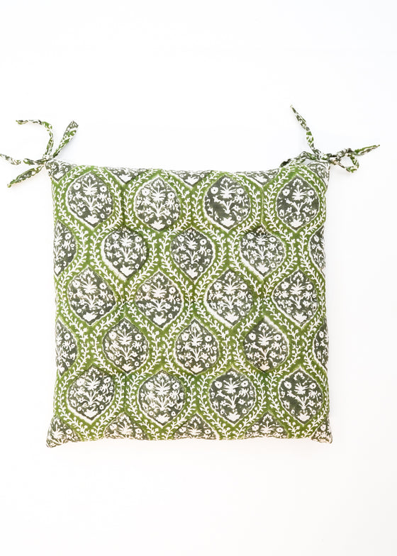 CHAIRPAD TRELLIS FLORAL GREEN