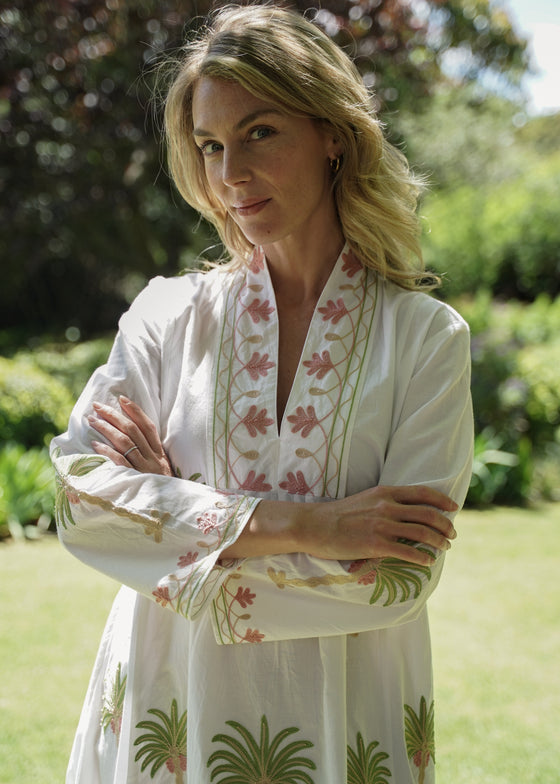 DRESS EMBROIDERED PALM