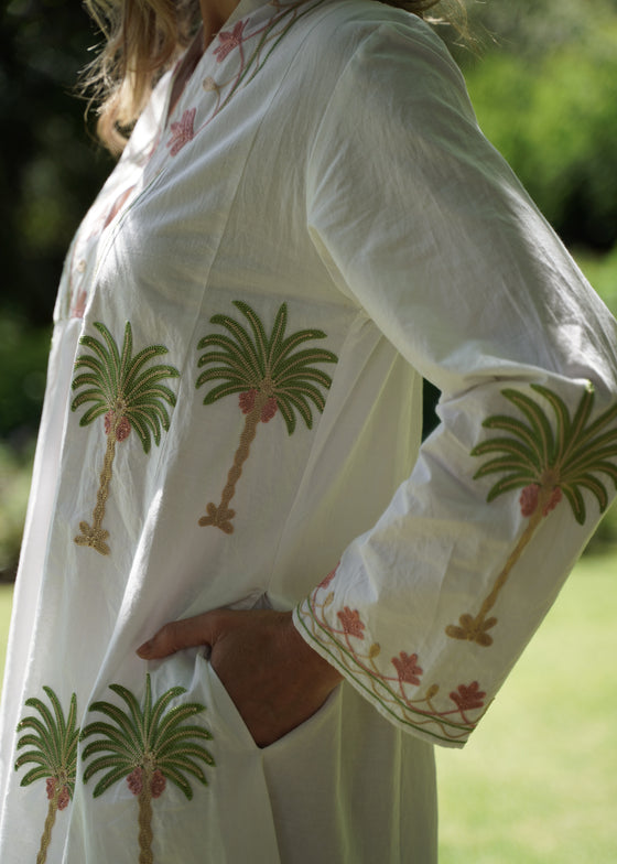 DRESS EMBROIDERED PALM