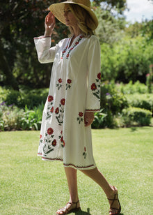  DRESS EMBROIDERED MARIGOLD