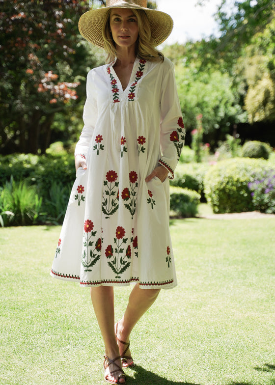 DRESS EMBROIDERED MARIGOLD