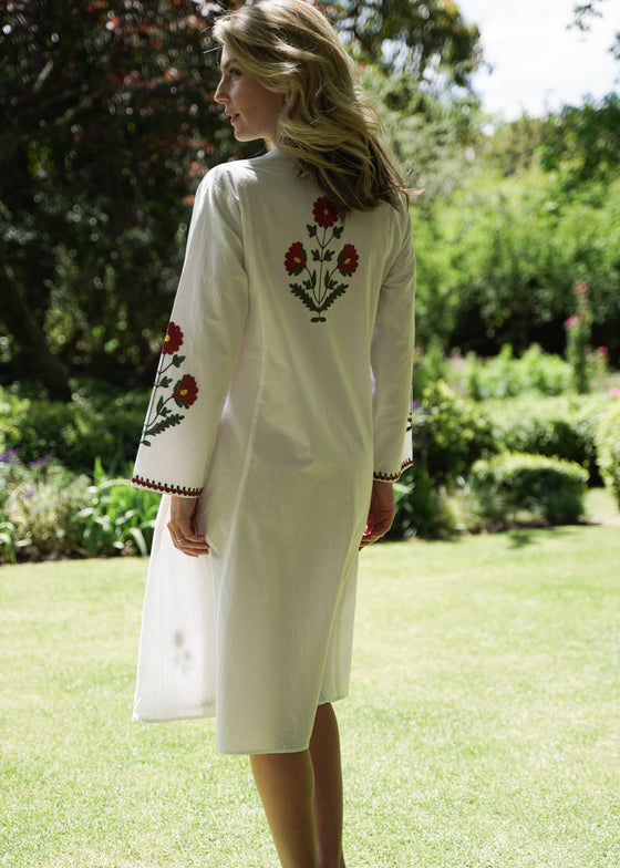 DRESS EMBROIDERED MARIGOLD