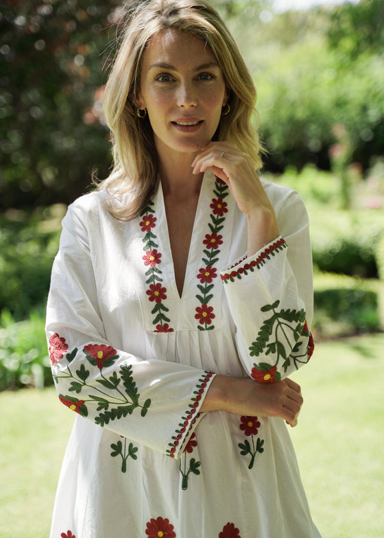 DRESS EMBROIDERED MARIGOLD