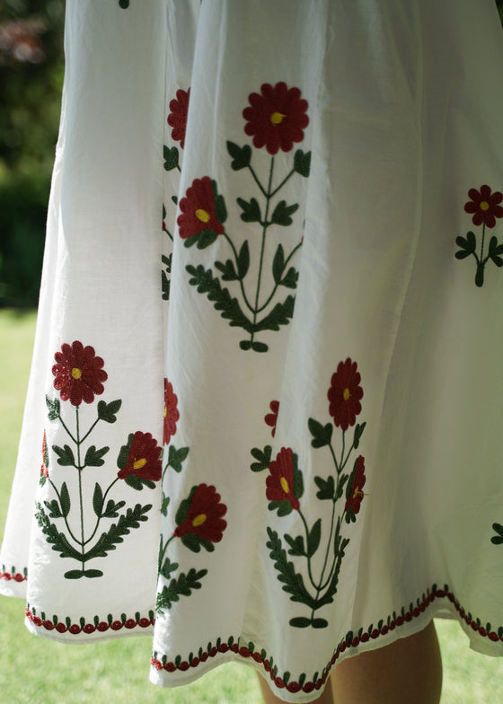 DRESS EMBROIDERED MARIGOLD