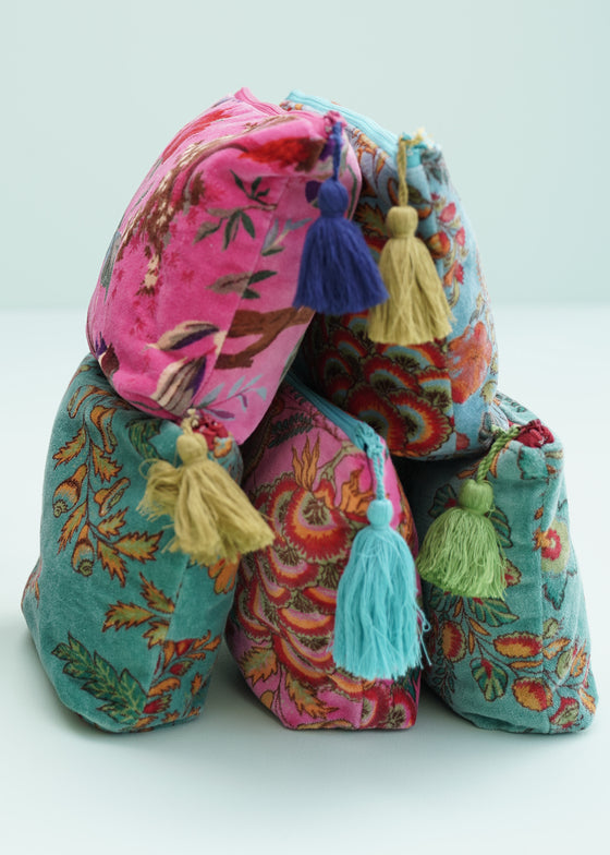 VELVET POUCH BIRD OF PARADISE PINK