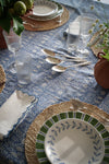 TABLECLOTH BLOCK PRINT GARDEN BLUE