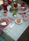 TABLECLOTH BLOCK PRINT GARDEN AQUA