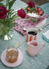 TABLECLOTH BLOCK PRINT GARDEN AQUA