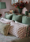 CUSHION VELVET STITCHED AQUA