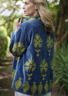 JACKET VELVET POMEGRANATE BLUE - India Ink Home Decor