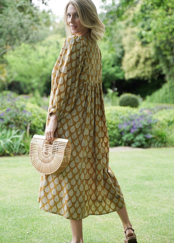 DRESS DEWDROP MUSTARD