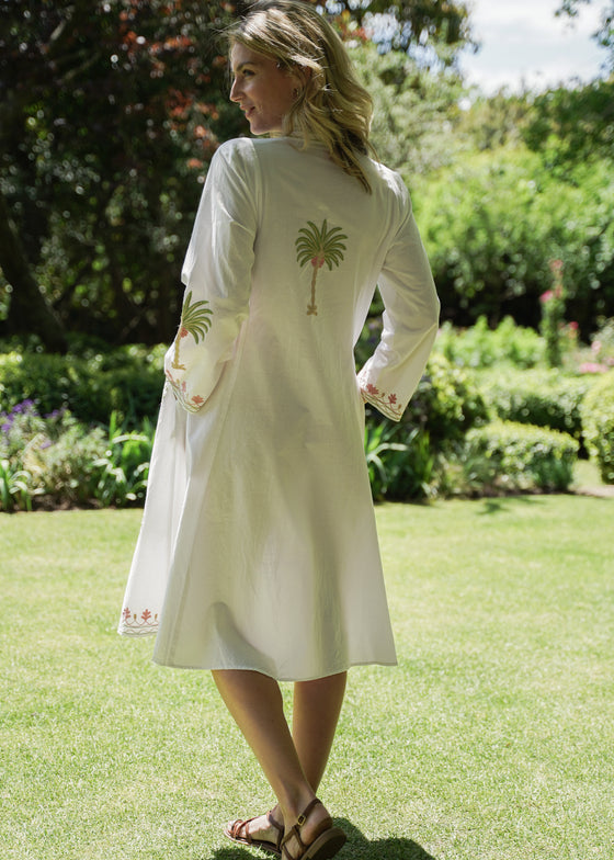 DRESS EMBROIDERED PALM