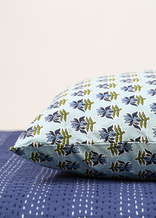  PILLOWCASE SET LOTUS BUTI BLUE - India Ink Home Decor