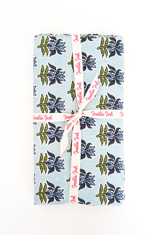 PILLOWCASE SET LOTUS BUTI BLUE - India Ink Home Decor