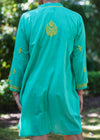 DRESS BLOSSOMING PINTUCKS AQUA