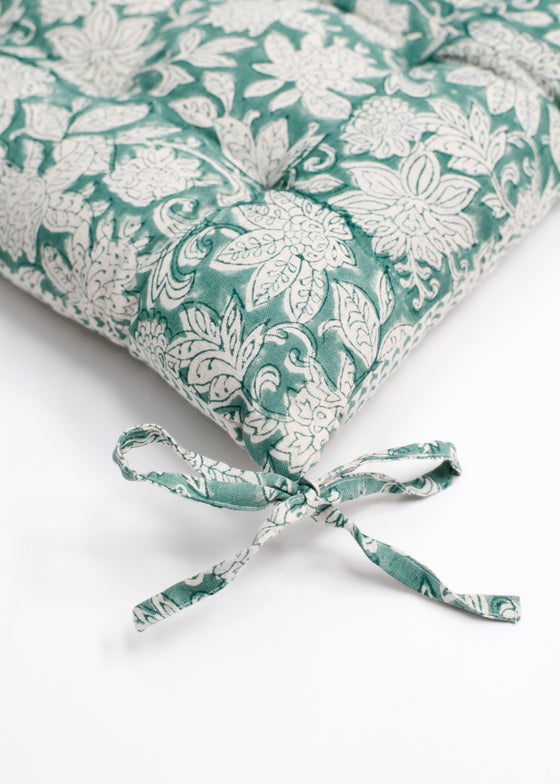 CHAIRPAD FLORAL AQUA
