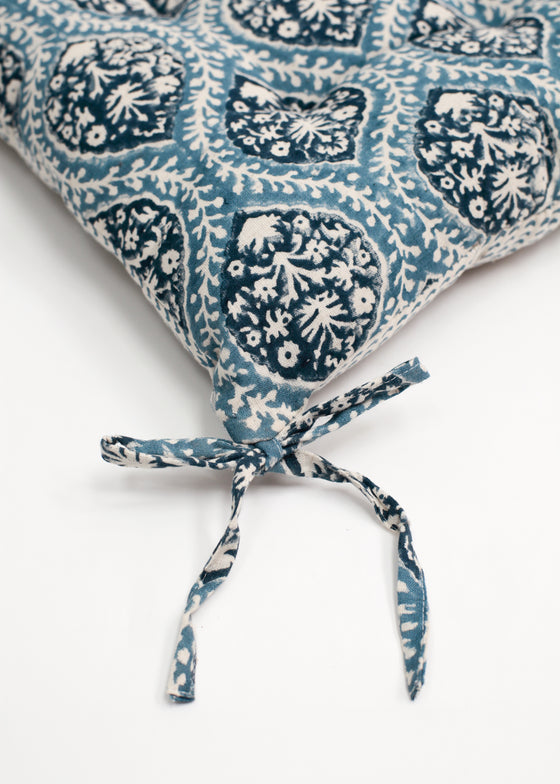 CHAIRPAD TRELLIS FLORAL BLUE