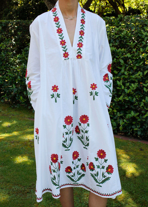 DRESS EMBROIDERED MARIGOLD