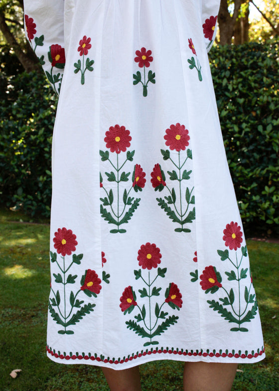 DRESS EMBROIDERED MARIGOLD