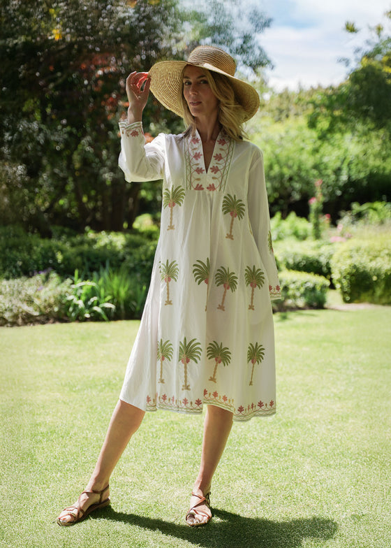 DRESS EMBROIDERED PALM