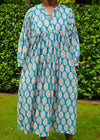 DRESS FLORAL BOUQUET AQUA