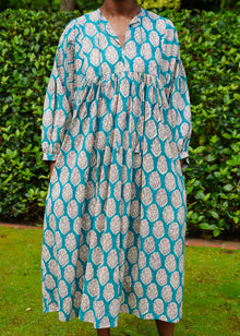  DRESS FLORAL BOUQUET AQUA