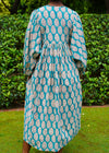 DRESS FLORAL BOUQUET AQUA