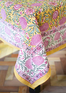  TABLECLOTH FLORAL ORCHID MUSTARD