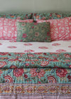 QUILT AQUA/WHITE GRAND GARDEN DBL