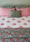 QUILT AQUA/WHITE GRAND GARDEN DBL