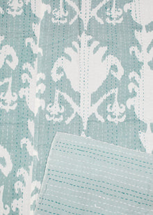  KANTHA GRAND IKAT AQUA - India Ink Home Decor