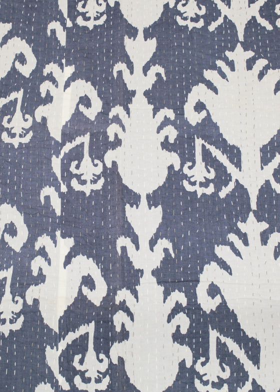 KANTHA GRAND IKAT BLUE - India Ink Home Decor