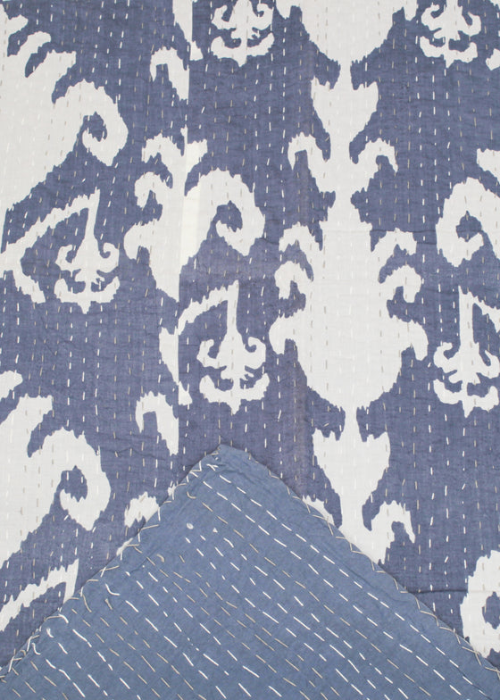 KANTHA GRAND IKAT BLUE - India Ink Home Decor