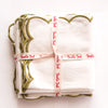 SCALLOPED NAPKIN WHITE/GREEN