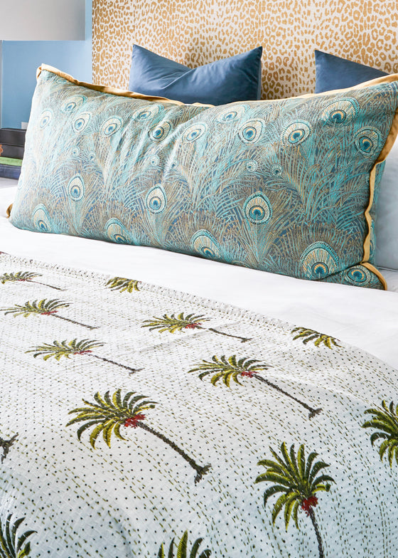 KANTHA GREEN PALM DOT - India Ink Home Decor