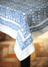 TABLECLOTH BLOCK PRINT GARDEN BLUE - India Ink Home Decor