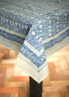 TABLECLOTH BLOCK PRINT GARDEN BLUE - India Ink Home Decor