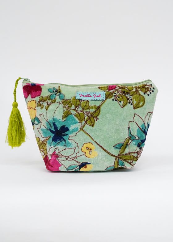 VELVET POUCH GARDEN BLOSSOM AQUA