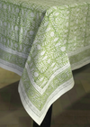 TABLECLOTH GARDEN BLOCK GREEN - India Ink Home Decor