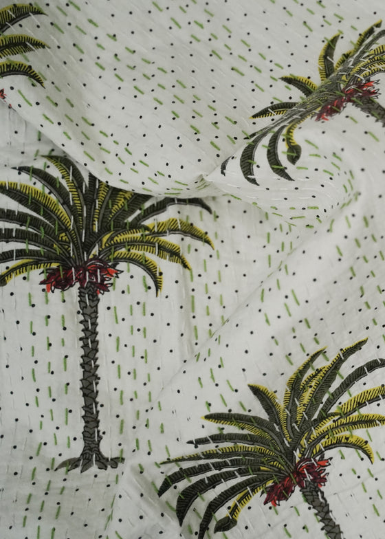 KANTHA GREEN PALM DOT - India Ink Home Decor