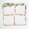 SCALLOPED NAPKIN WHITE/GREEN