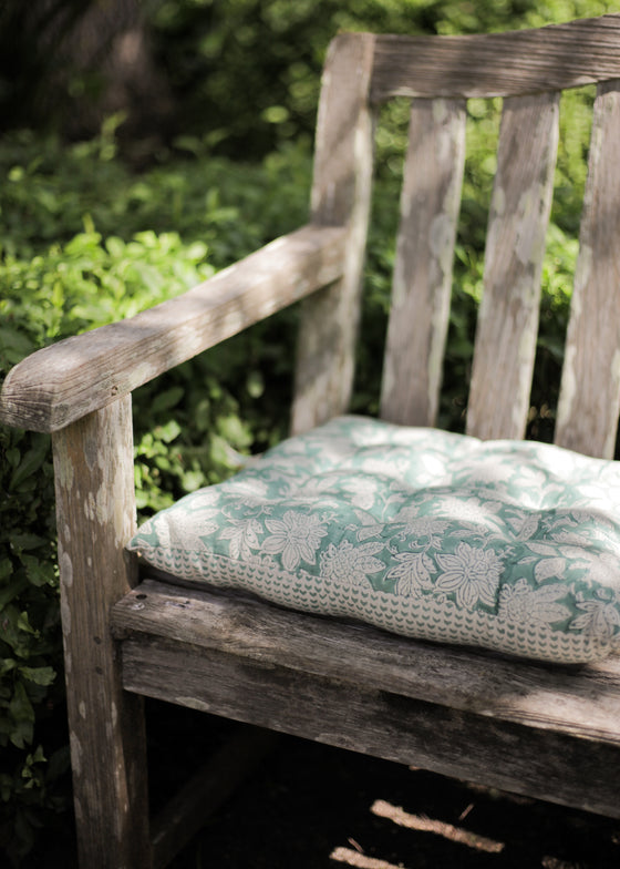 CHAIRPAD FLORAL AQUA